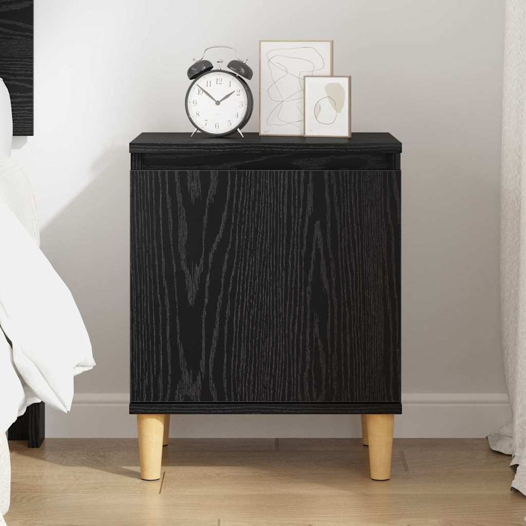 Bedside Cabinet Black oak 40 x 30 x 50 cm Engineered wood